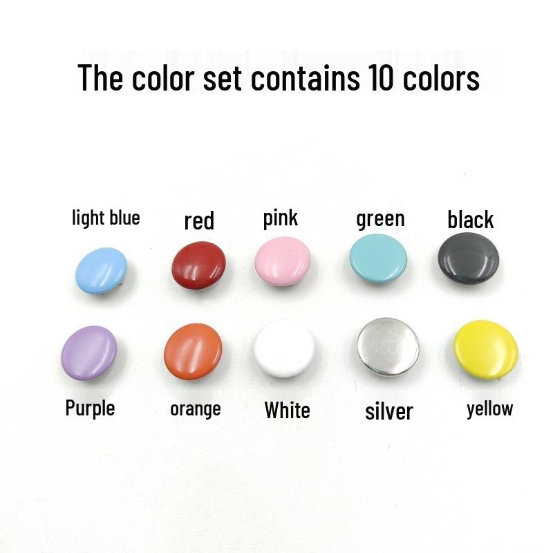 Colorful Five-Prong No-Sew Metal Snap Buttons for Baby and Mother Garments.