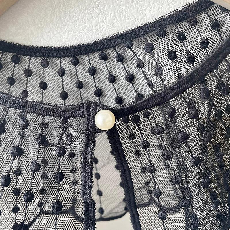 New lace embroidery pearl shawl women's spring and summer with skirt shirt decoration neck guard shoulder hollow false collar