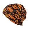 Halloween Kürbis Mond Sterne Mütze Warme Haube Kappe für Erwachsene Strickmütze Kopfbedeckung Slouchy Schal Skullies Mützen für Damen Herren