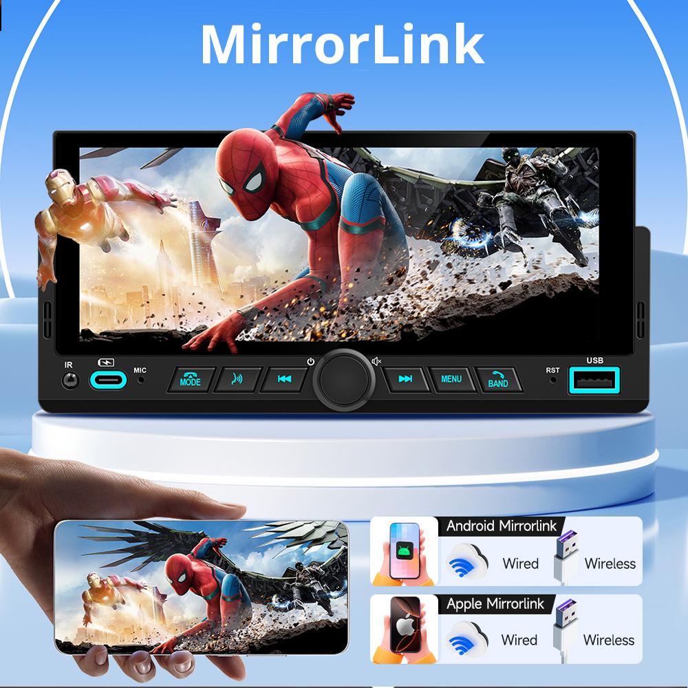 New 1 Din Car Radio 6.86 Inch Wireless Carplay Android Auto Mirror Link Car MP5 Player FM RDS Bluetooth WIFI Touch Screen Auto Stereo Car Navigation