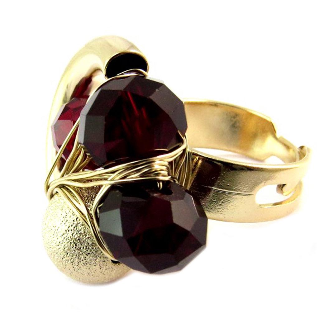 Les Trésors De Lily [P4015] - Gold-plated Artisanal Ring 'Brasilia' Red Gold - 30x25 Mm