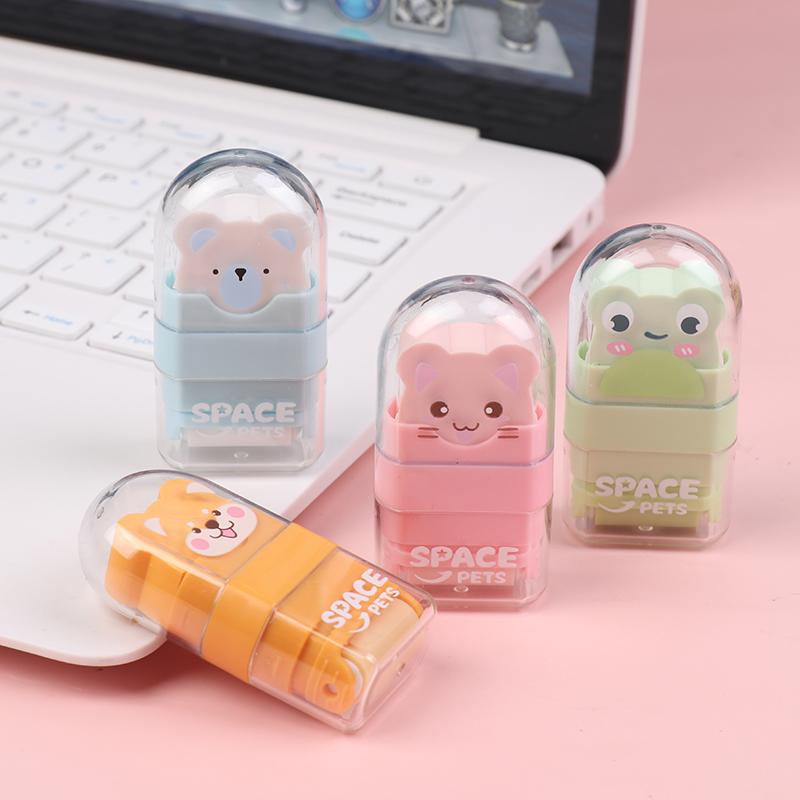 2 Piezas/Set Borrador de Rodillo Borrador con Forma de Animal Limpia Pocas Virutas Lindo Borrador de Dibujos Animados