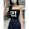 Kumikumi American Digital Print Knitted Tube Top Vest Women clothes Summer Slim fit Slimming Short Gyaru Top