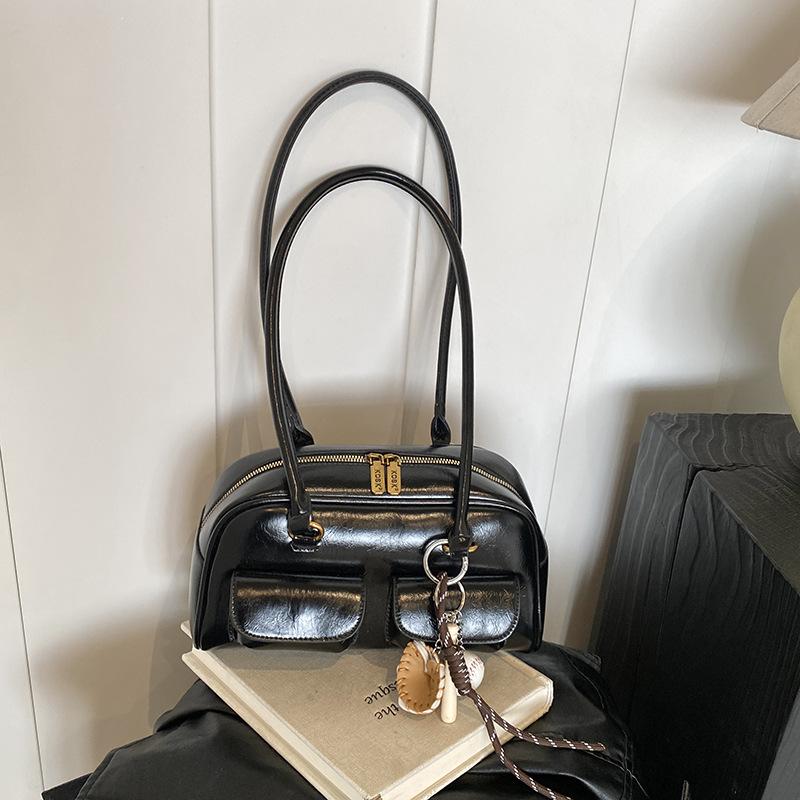 

Сумка подмышкой в стиле ретро, высококачественная сумка-тоут на одно плечо, большая вместительная сумка для поездок на работу чёрный