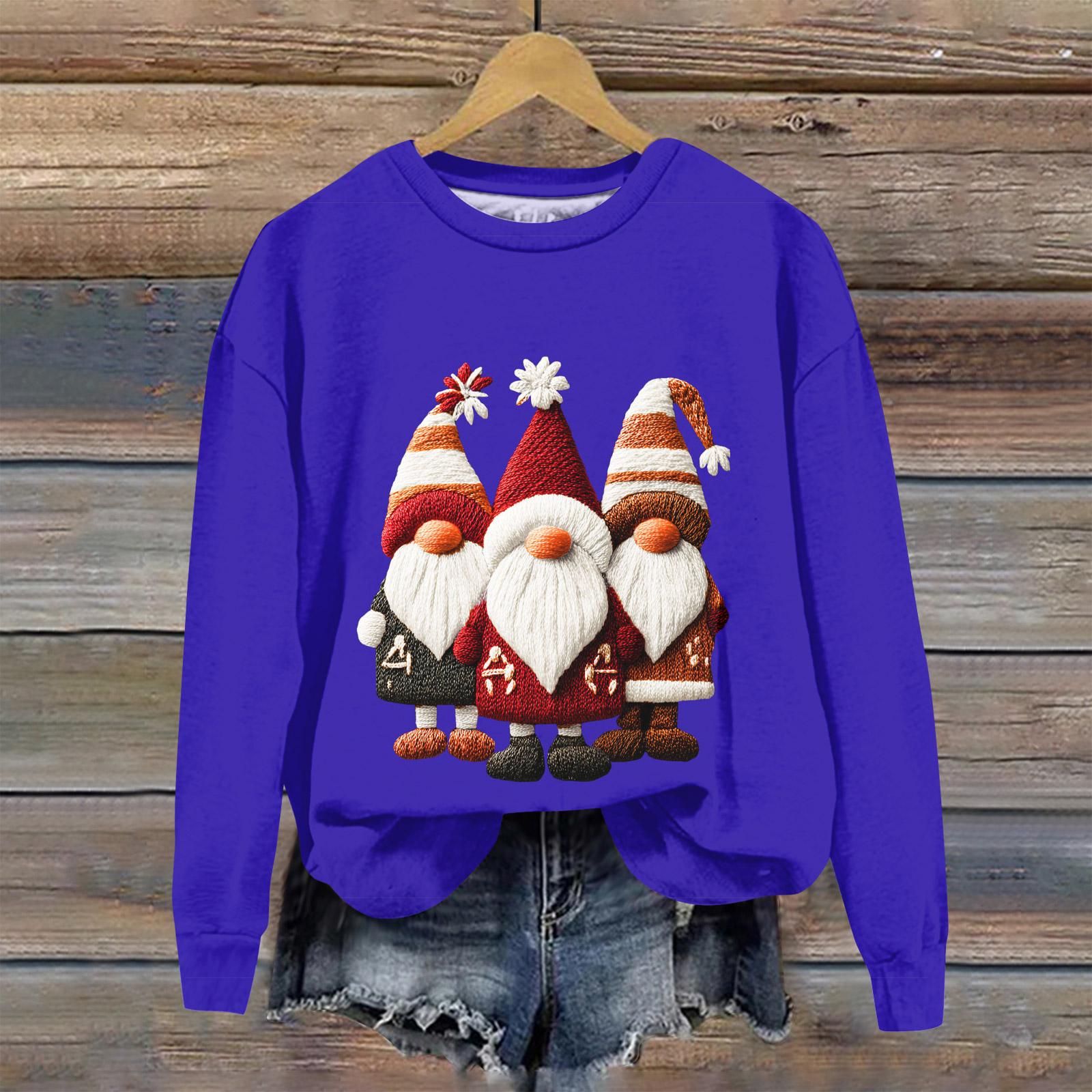 

Женская мода с принтом, длинный рукав, свободный круглый вырез, свитшот, осень M синий