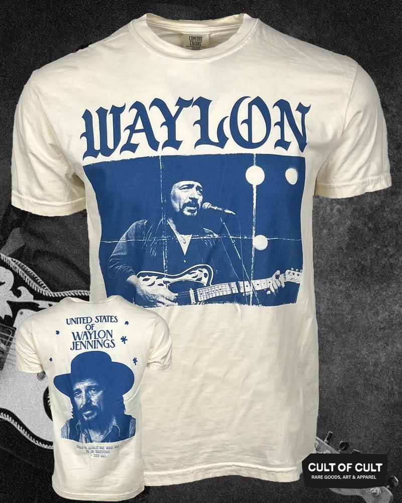 REMAKE Waylon Jennings 90s Retro style 2 sided Reprint T shirt NH20424 Unisex T-Shirt M