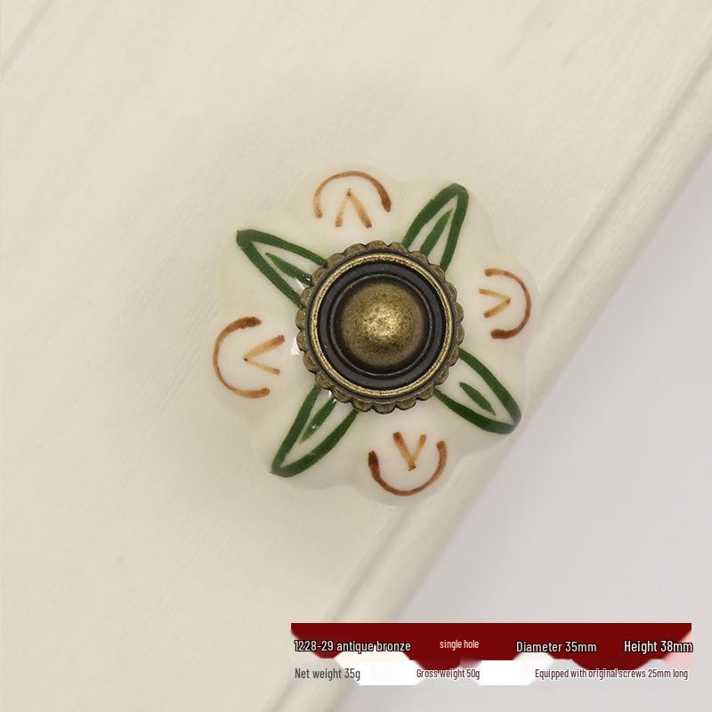 Hand-Painted Ceramic Floral Pumpkin Drawer & Cabinet Handle