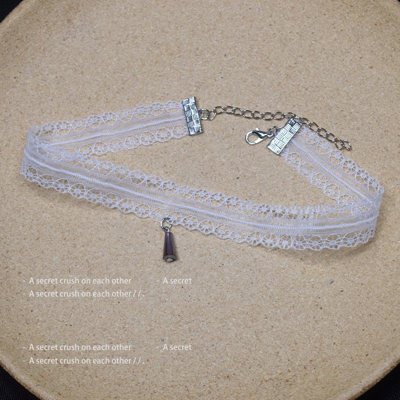Mode Weiß Quaste Spitze Halsband Halskette Damen Retro Sexy Spitze Handgemachte Schlüsselbein Kette Halskette Mädchen Hals Schmuck