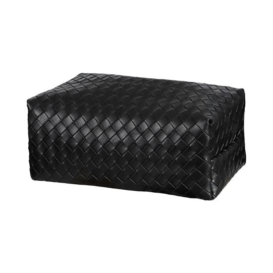 Yousheng PU Leather Tissue Box, with Smooth Paper Outlet Opening, Soft Rounded Weaving Surface Tissue Holder for Home