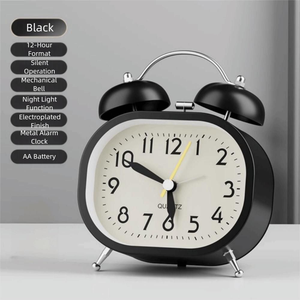 Metal Design Metal Alarm Clock Silent Operation Mechanical Clock  Deep Sleepers