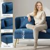 2 Seater Sofa, Linen-look Fabric Small Sofa with Wing Back, Thick Seat, Metal Legs, Dark Blue