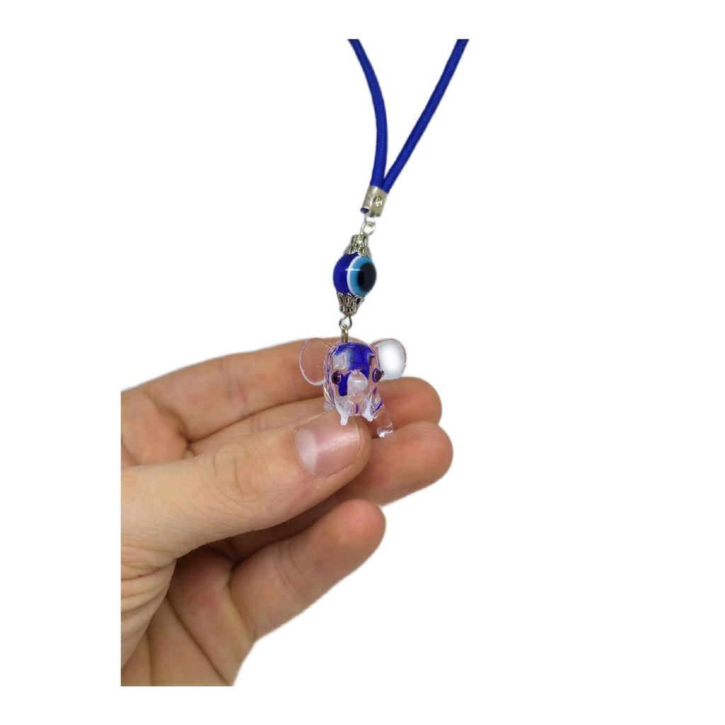 Handgefertigtes Elefanten-Auto-Rückspiegel-Ornament mit bösen Blickperlen aus Kristallglas