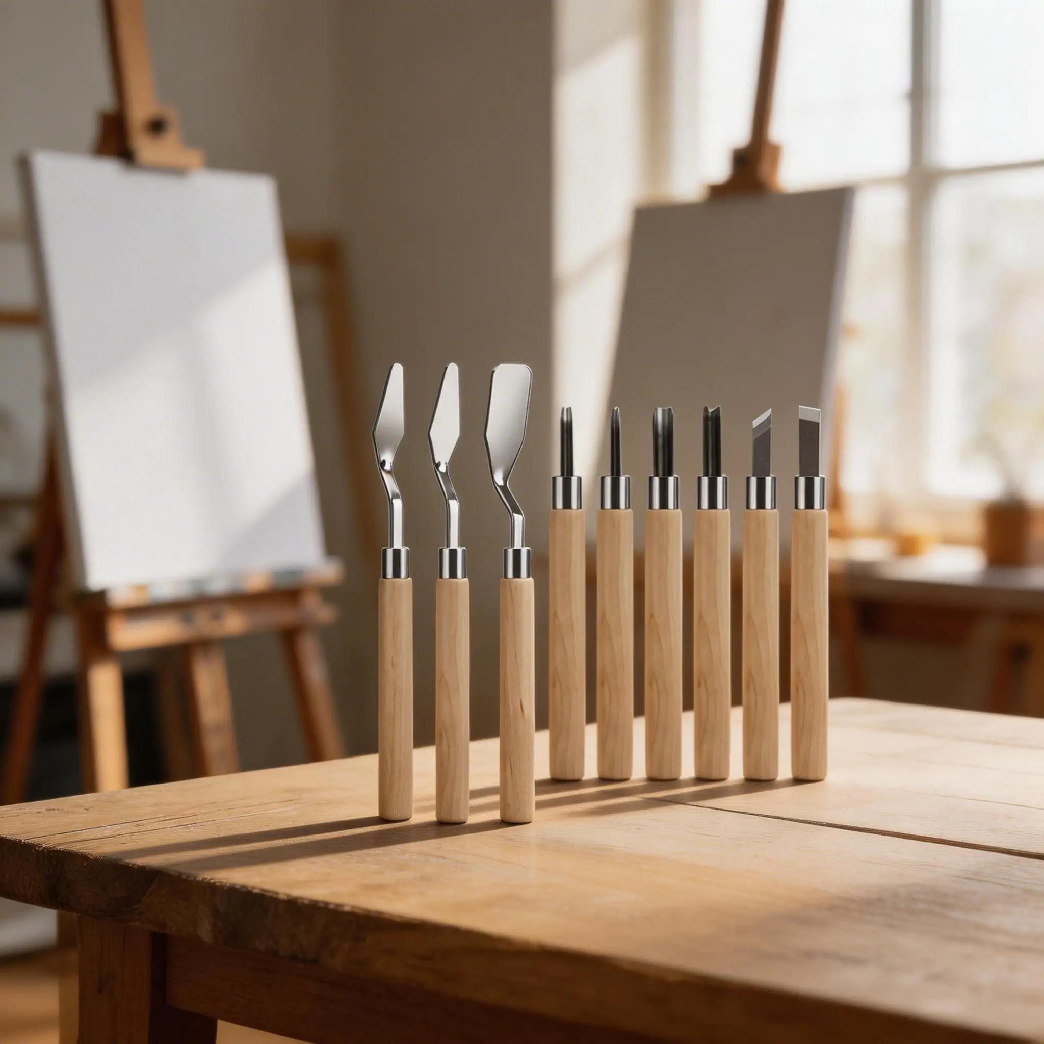 9-Piece Wooden Handle Linoleum Carving Kit For Printmaking Stamping Cutting Linoleum Cutter Hand Tool Set China Mainland