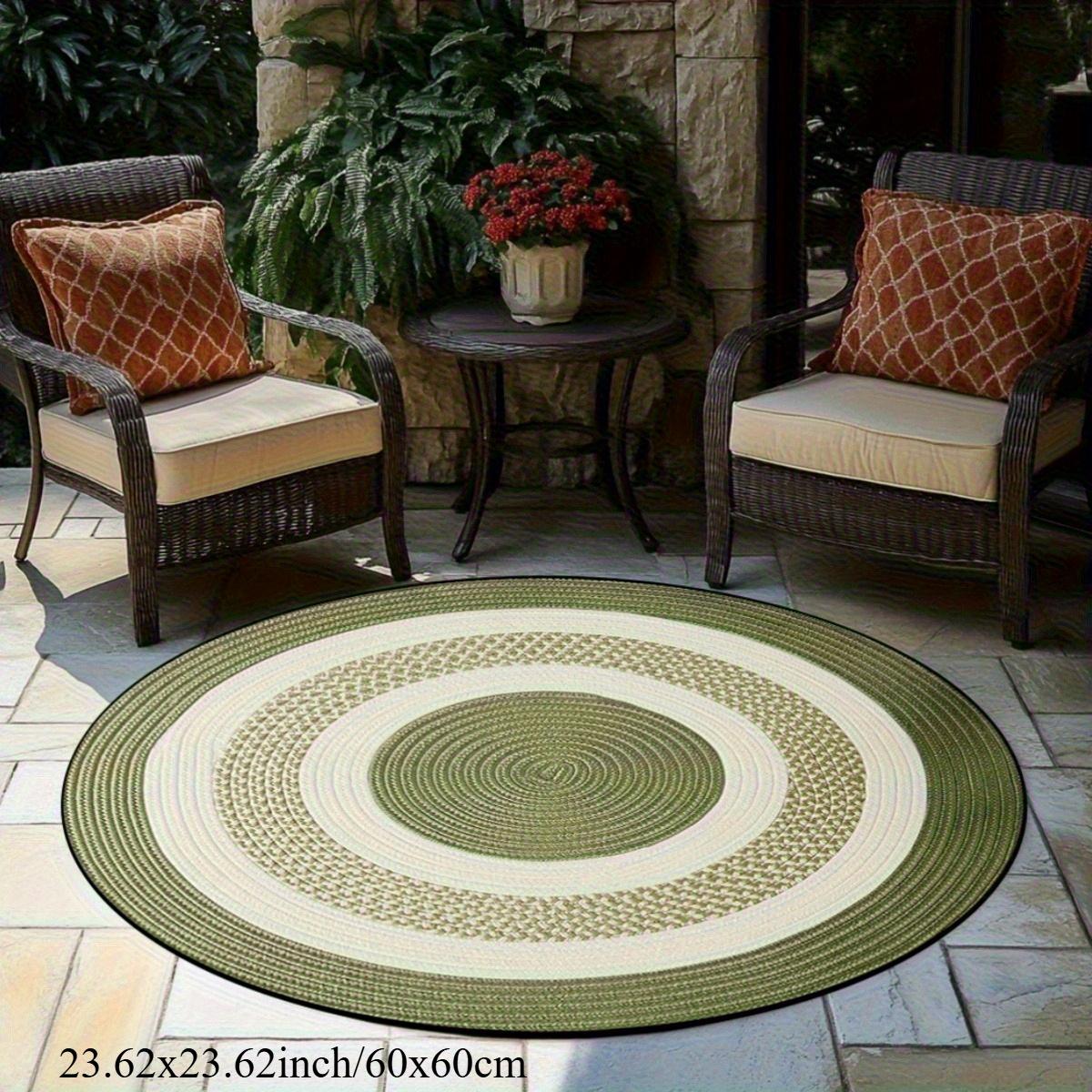 

Green Circular Rug Flannel Printed Outdoor Patio Mat Garden Decor Modern Design Woven Pattern Couch Area Floor Covering 60CM(23.6inch)