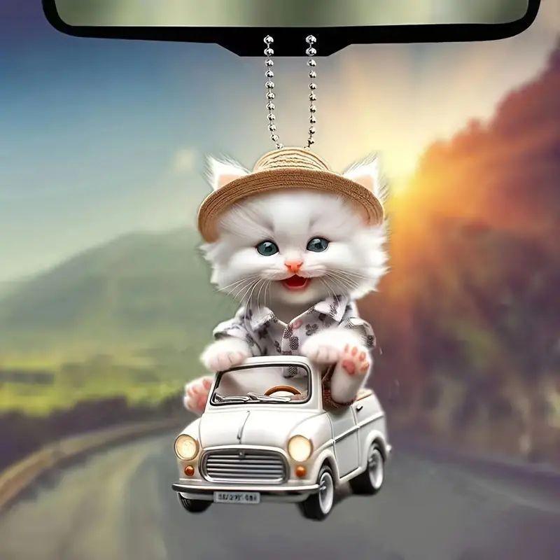 Cat Acrylic Enchanting Hanging Decoration For Car Interior With Appeal Cute