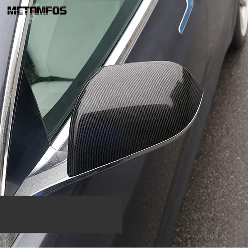 For Tesla Model 3 2017- Carbon Fiber Rearview Side View Mirror Cover Trim Protection Cap Accessories Car Styling