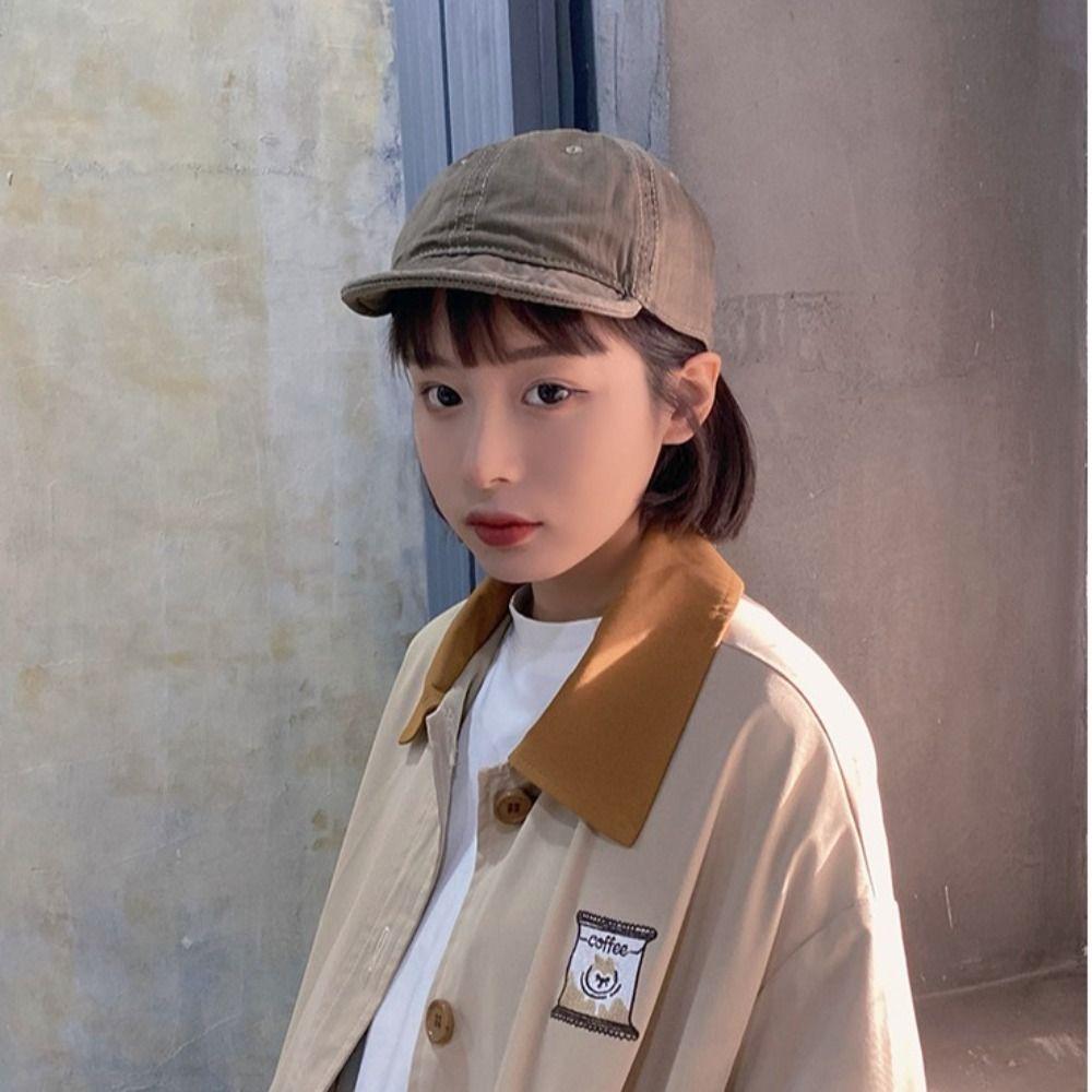 Adjustable Peaked Cap Short Brim Snapback Cap Fashion Baseball Hat  for Men Women