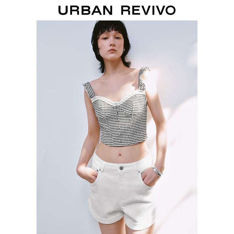 UR 2025 Women s Retro Plaid Lace Camisole XS