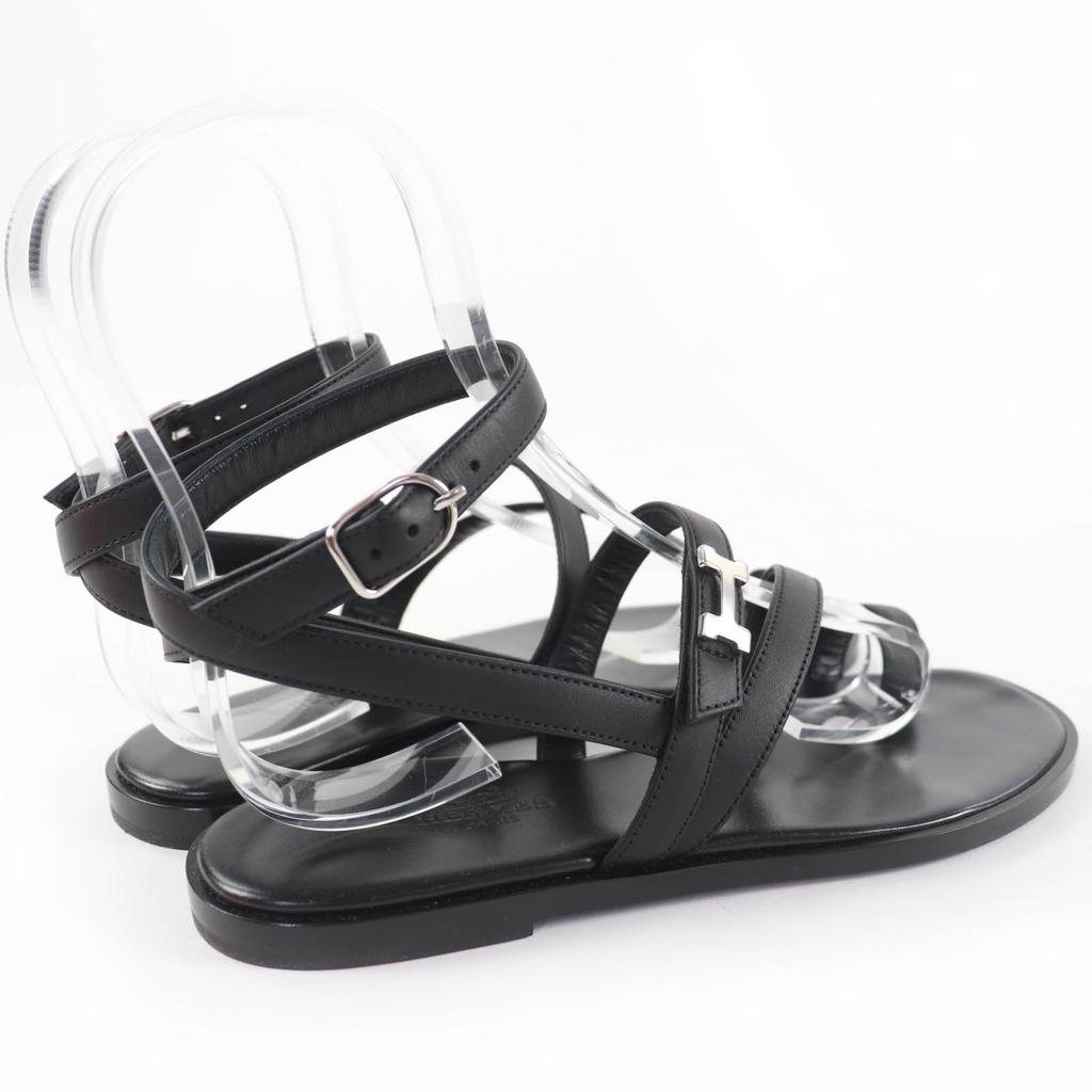 Pristine HERMES Sandals Armoni HMetal Ankle Strap Leather black leather Women 35 Used