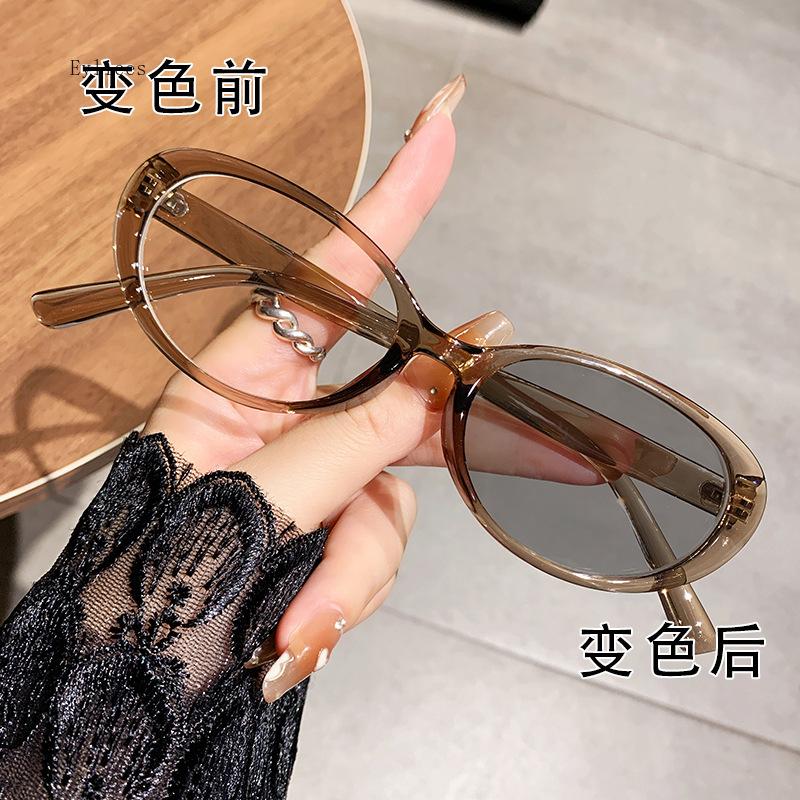 Advanced Elliptical Frame Photochromic Myopia Glasses Anti-Blue Light Glasses Optical Prescription Eyeglasses 0 TO -4.0 gafas