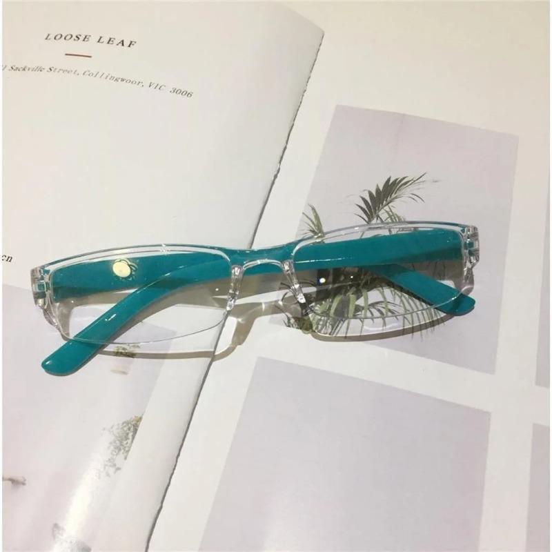 Ultralight Transparent Resin Lens Plastic Colorful Red Leg Mirror Eyewear Reading Glasses Men Women Rimless Presbyopic Glasses