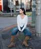ROSEFRANTZ Wrap Shirring Hood Long Sleeve [Ivory]