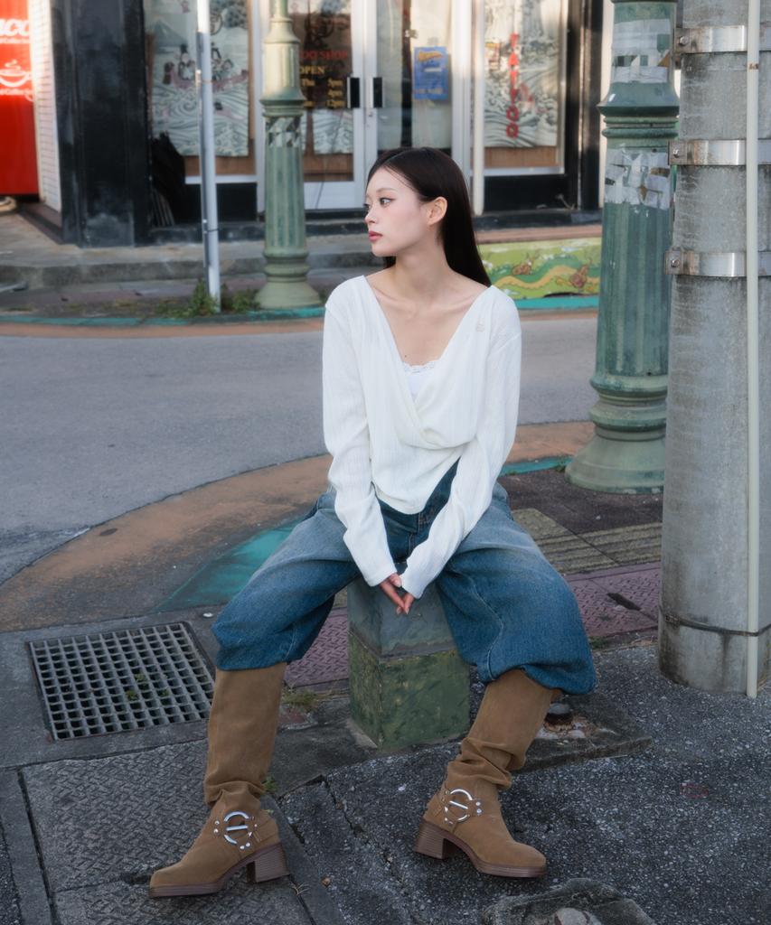 ROSEFRANTZ Wrap Shirring Hood Long Sleeve [Ivory]