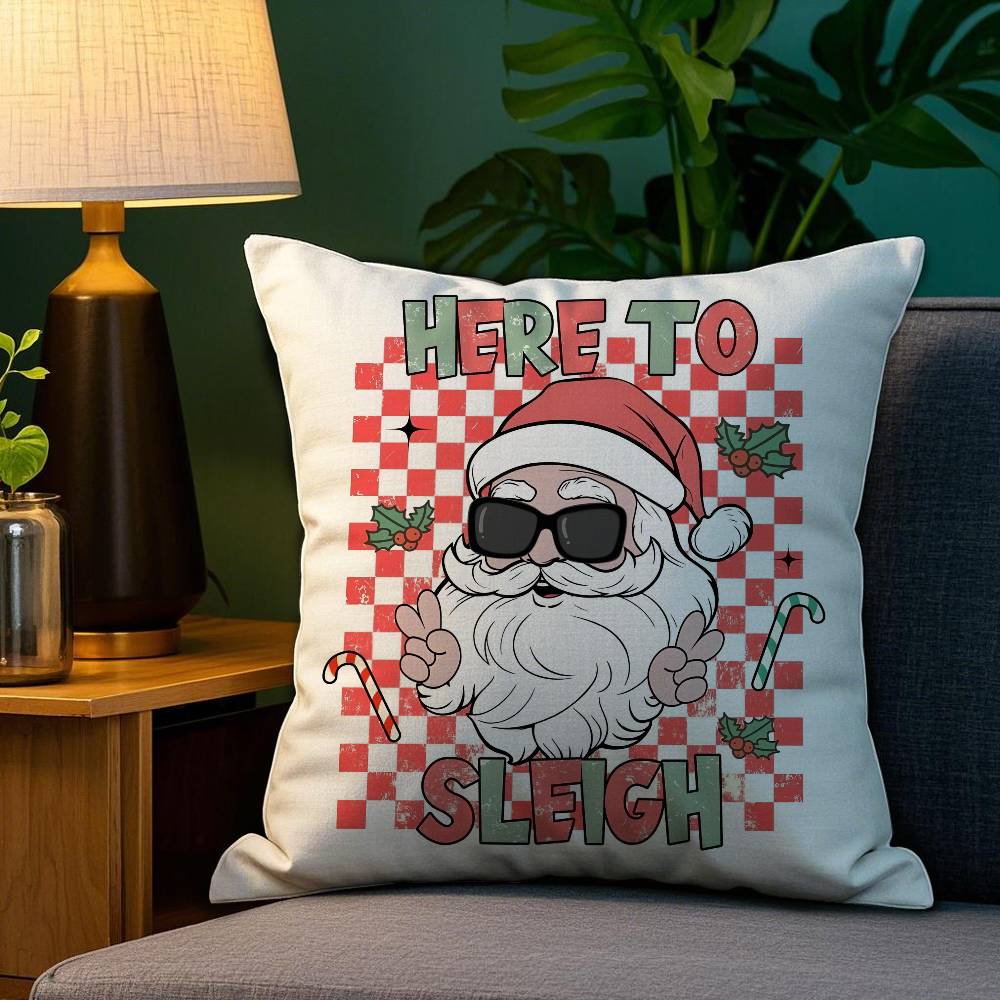 Cool Santa Claus Pillow Case Plush Fabric Soft Double Sided Print Sofa Cushion Cover Throw Pillow Covers