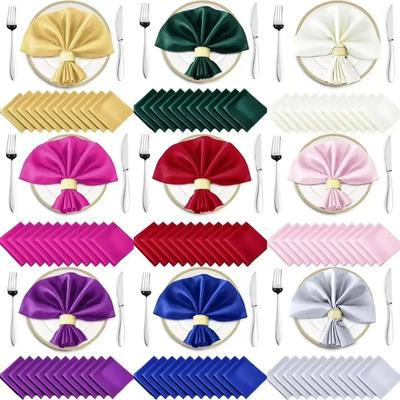 10pcs/20pcs Solid Colored Satin Soft Napkins Hotel Banquet High-end Table Napkin Tableware Mat  Restaurant Foldable Dinner Cloth