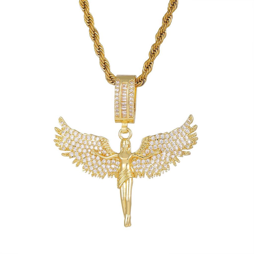 3D Engelsflügel Diamant Anhänger Unisex Pulloverkette