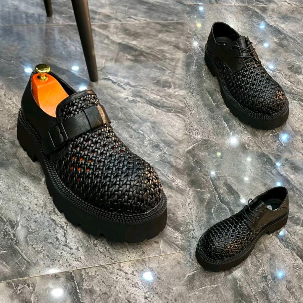Support the New Ciphertext Men's Pure Leather Casual and Comfortable Woven Men's Shoes High Quality Fashion Versatile Business European Goods Handsome