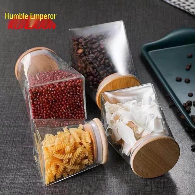 QXING Round & Square Transparent Glass Sealed Storage Jars with Lids