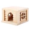 1Pc Natural Wooden Hamster House Flat Top Cabin Rat Hut Mouse Cage for Small Pet Toys