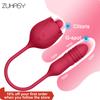 Rose Toy Dildo Thrusting Vibrator for Women Egg Clitoris Sucker Stimulator Tongue Licking Adults Goods Sucking Sex Toys Female