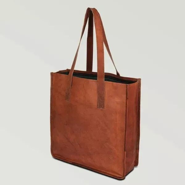 14x14 palcová veľká kožená taška cez rameno/tote na nákupy, hnedá, dámska