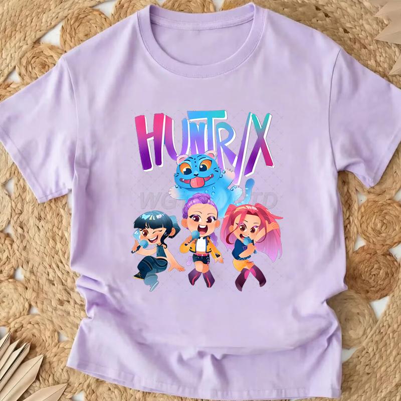 Popular Cartoon Print Women T-Shirt Cartoon Design Casual Harajuku Style T-shirts Girls Round Neck Short Sleeved Top Fans Gifts