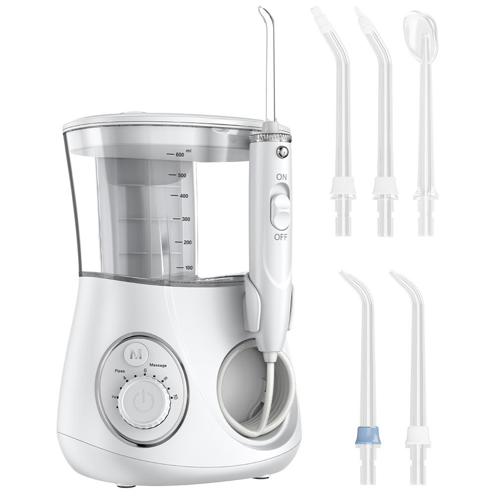 

Electric Water Flosser Oral Irrigator, Electric Dental Cleaner with 600ML Capacity, 2 Modes, 10 Pressure Settings and 5 Jet Tips US