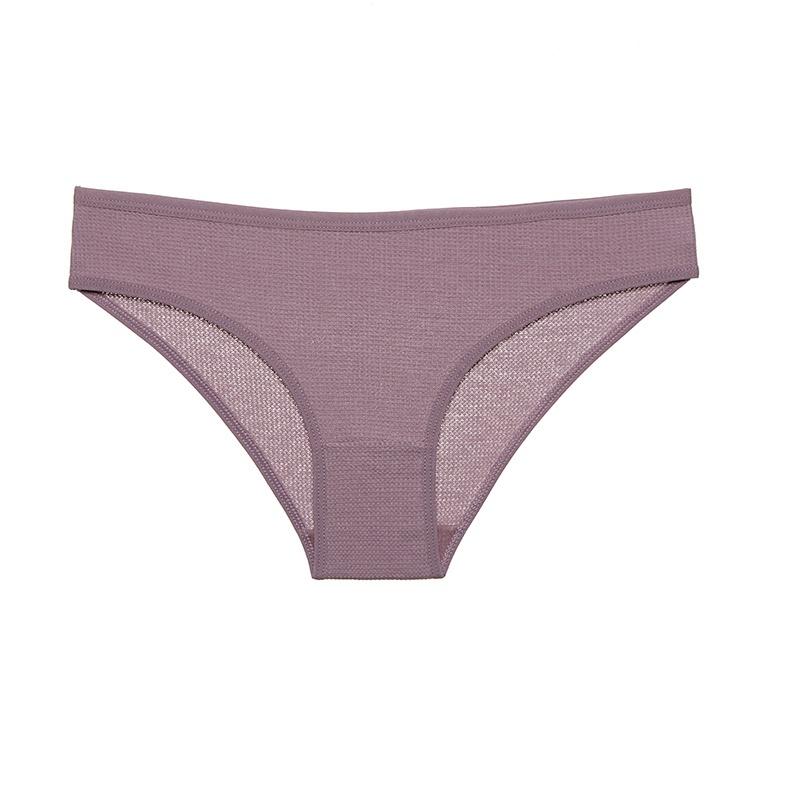 FINETOO Women Cotton Panty Sexy Waffle Female Low Waist Briefs Comfortable Underwear