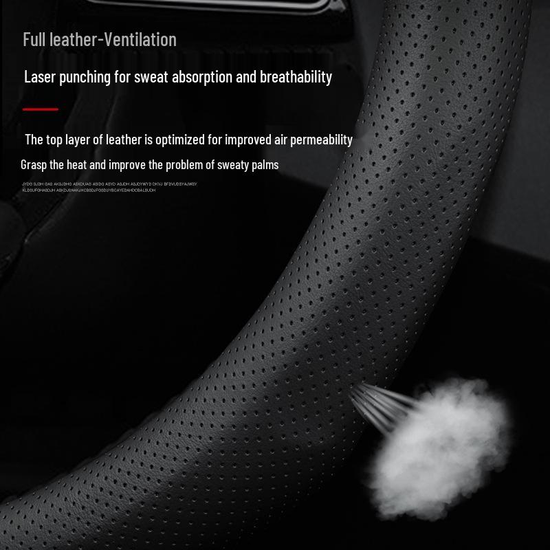 Wey Steering Wheel Cover: Carbon Fiber & Genuine Leather for VV5, VV6, Tank 300, Mocha, VV7GTPHEV