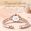 OLEVS Women's Ceramic Diamond Quartz Watch Waterproof Luminous Gold-Pink