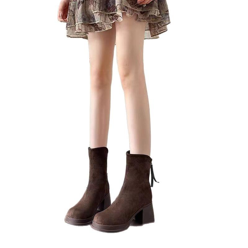 Pile Long Boots Two Wear Women's Boots 2025 Autumn and Winter New Heightening Trouser Boots Removable Thick Heel Thick Sole Knight Boots