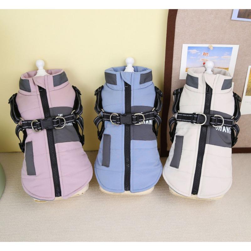 New Dog Clothes for Autumn and Winter Pet Windproof Stand-up Collar Dog Cotton Coat Reflective Thickened Warm Pet Clothing