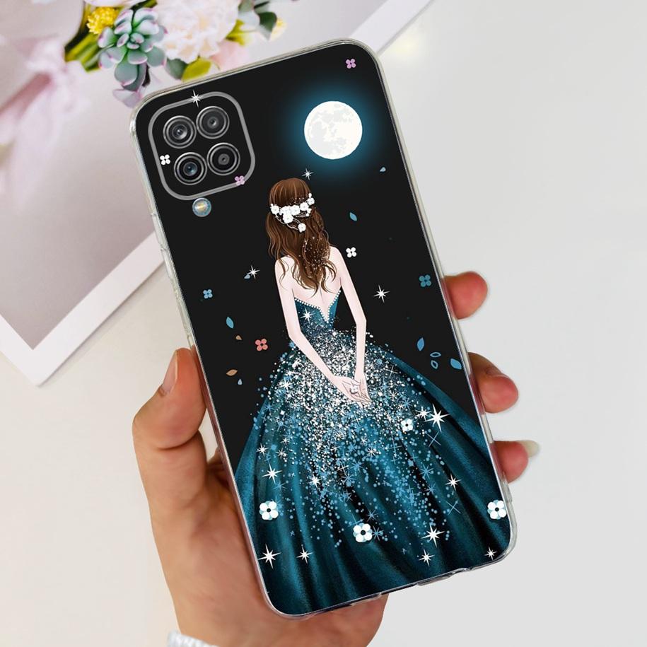 For Samsung Galaxy A12 Case Transparent Cover Fashion Flower Slim Soft TPU Phone Case For Samsung A12 SM-A125F M12 F12 A 12 Capa