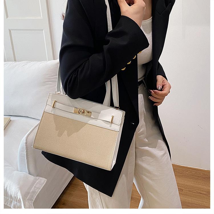 New Women Color Block Handbag Fashion Texture Crossbody Shoulder Commuter Bag CLE
