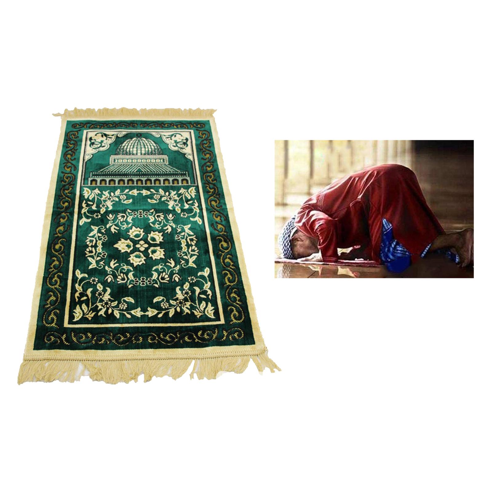 Portable Muslim Prayer Rug Embroidery Soft Carpet Bedside Door Pilgrims Mat
