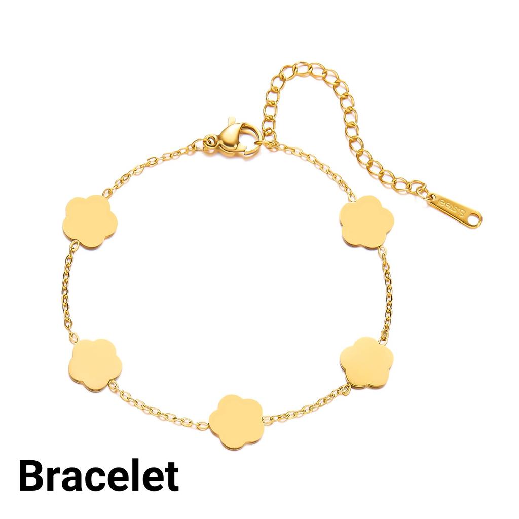 INS Stainless Steel Five Leaf Flower Bracelets For Women Temperament Classic Hollow Floral Link Chain Bangles Wedding Jewelry