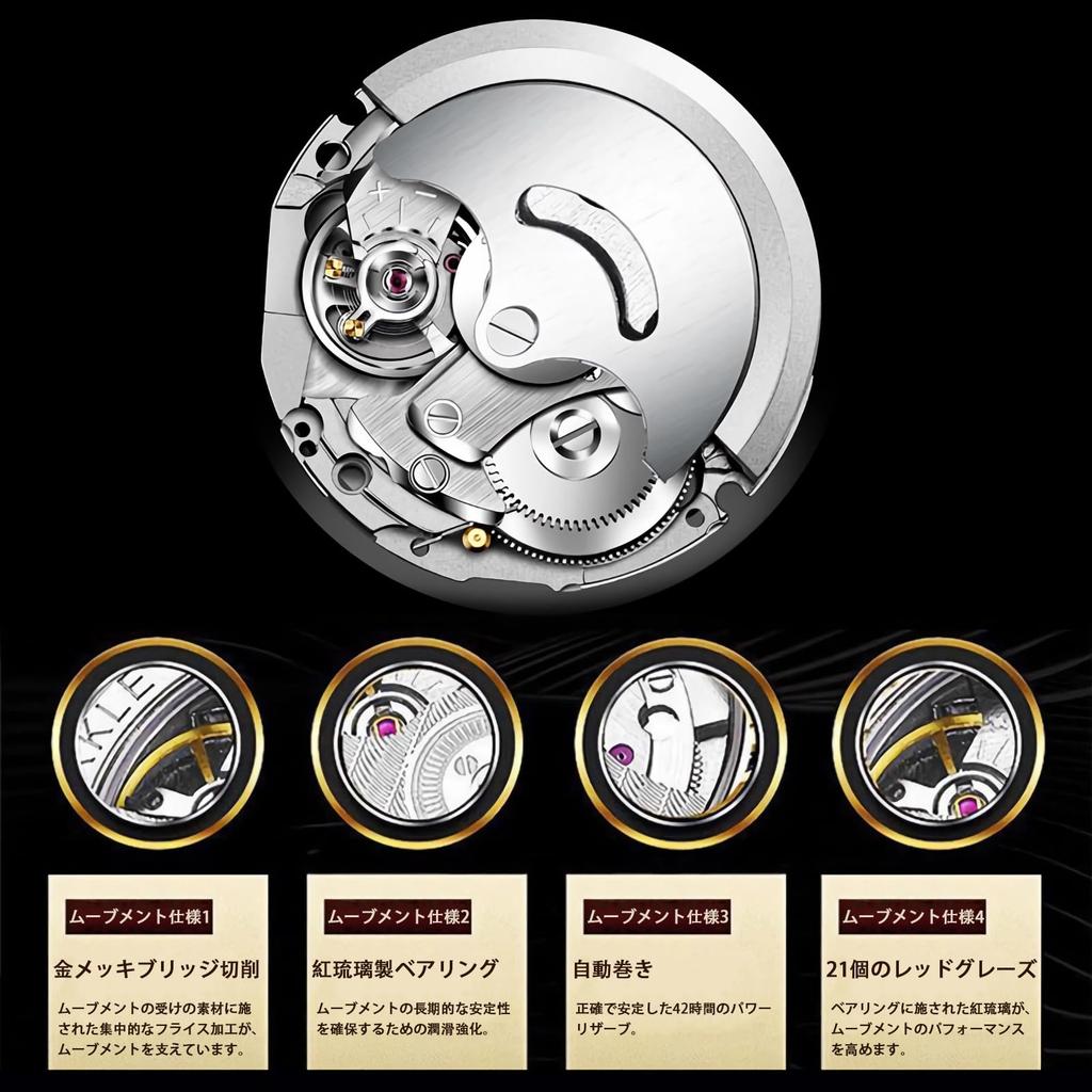 TeamSky Mechanical Automatic Manual Stainless Large Day Gift Silver Band Watch, Men's Watch, Mechanical, Steel, Waterproof, Watch, Steel, Luminous,