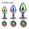 Rose Gold Rainbow Metal Anal Beads Butt Plug Set Colorful Crystal Mini Small Medium Large Anal Plug Jewelry Sex Toy Insert