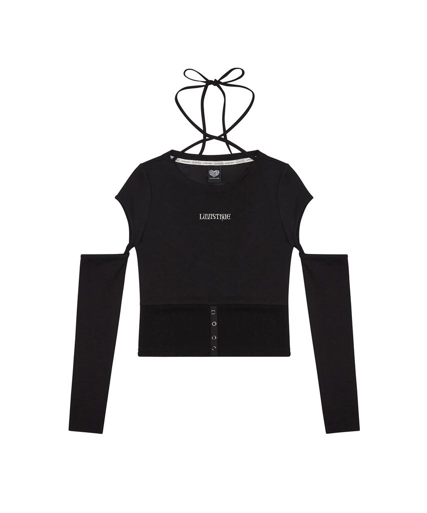 LUVISTRUE Ch Button Layered Tee(Black)