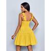 European summer new fashion solid color loose casual backless V-neck sleeveless short dress